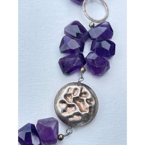 Deb Guyot Signed Amethyst Necklace Sterling Silver Beaded - Picture 5 of 7